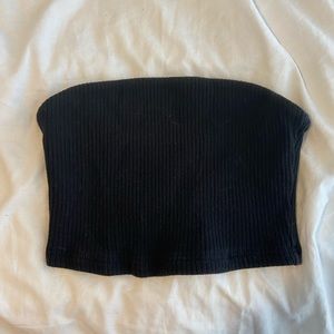 aritzia tan cropped ribbed tube top